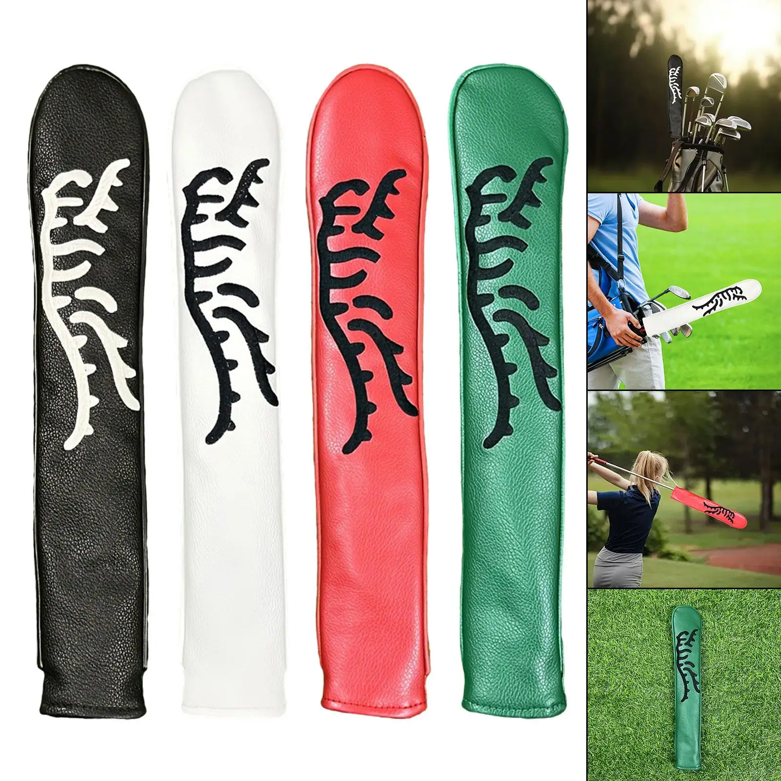 Golf Alignment Rod Cover Golf Club Head Covers Case Holder PU Leather Protector Sleeve