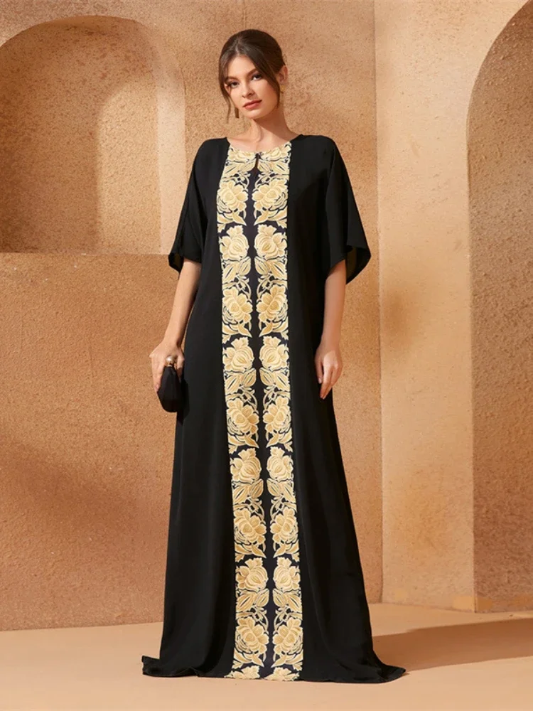 Muslim Women Cardigan Abaya 2024 Floral Print Dress Party Eid Dresses Dubai Arab Ramadan Abayas Caftan Kaftan Maxi Vestidos