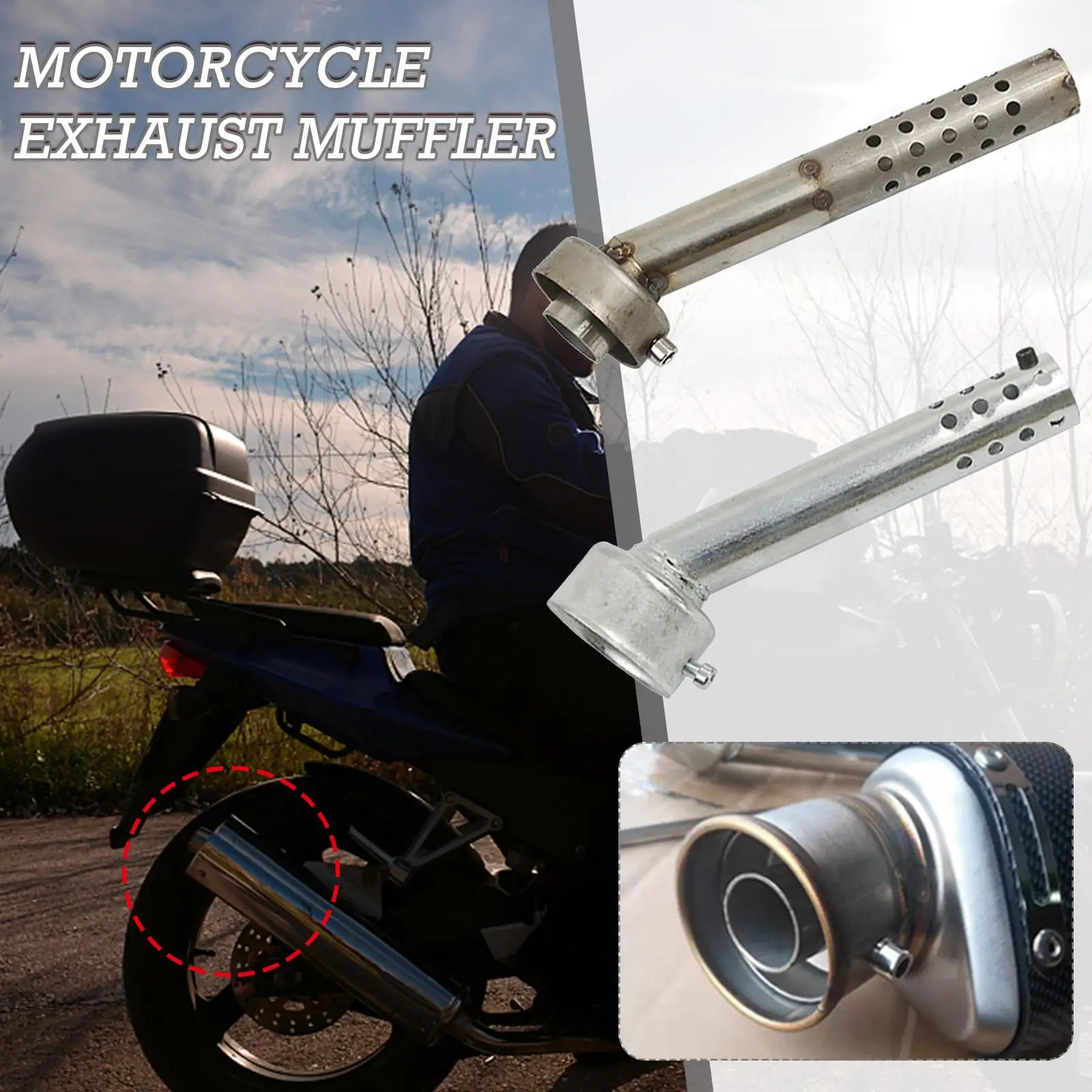 Universal 48mm Aluminum Motorcycle Angled Exhaust Insert J6U3 End Killer Baffle DB Muffler Motor Parts Silencer Tuning Can I6F2