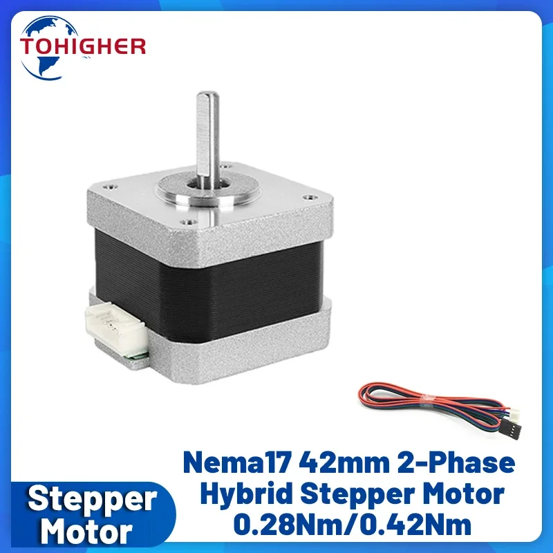 Moteur pas à pas Nema17 42 à 4 fils 0,28 Nm/0,42/0,56 Nm/0,7 Nm 1,8 degré pour imprimante 3D DIY, scanner, robot à roues