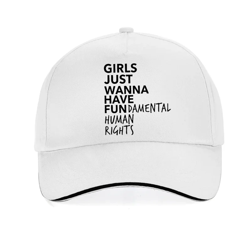 Girls Just Wanna Have Fundamental Human Rights letter print Baseball cap Feminist Feminism hat adjustable snapback hats