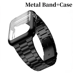 Strap+Case For Apple Watch 9 8 7 45mm 41mm Ultra 49mm Metal Stainless Steel Integrated Wristband iWatch 6 5 4 SE 44mm 40mm Case