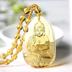 Buddha Pendant Necklace Mitation Citrine Bodhisattva's Life Buddha Pendant Necklace Zodiacs Buddha Pendant For Men Women