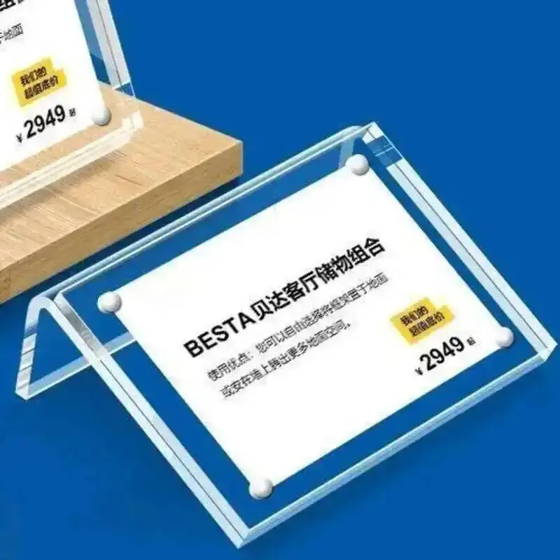6x9cm L Shape Magnetic Acrylic Sign Holder Display Stand Products Name Card Holder Menu Bread Price List Label Card Tags