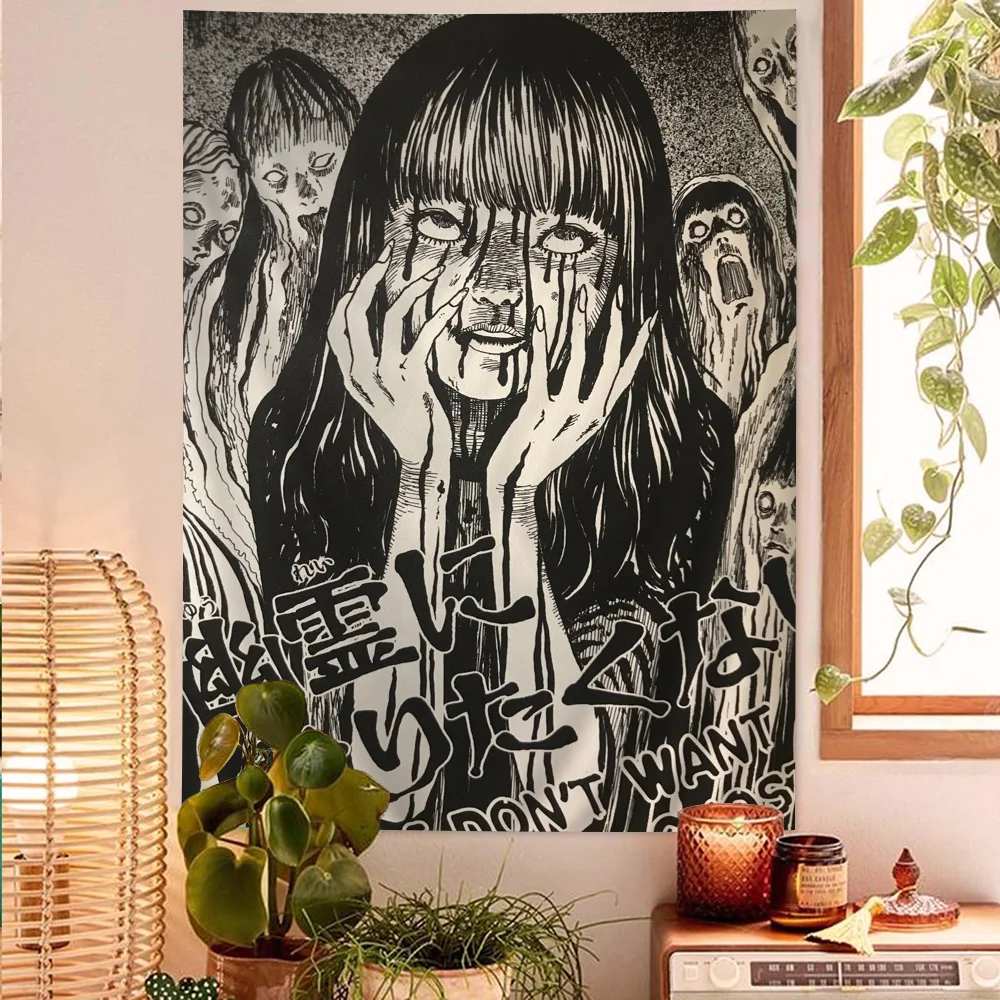 Junji Ito horror Hippie Wall Hanging Tapestries for Living Room Home Dorm Decor Art Home Decor