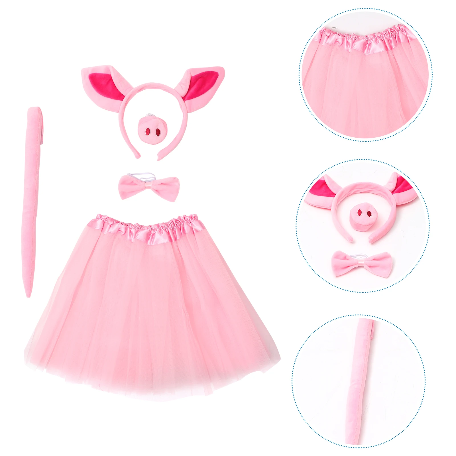 Engraçado conjunto de traje de porco rosa musgo orelha headb meninas desempenho de palco foto adereços tutu saia vestir-se material premium durável