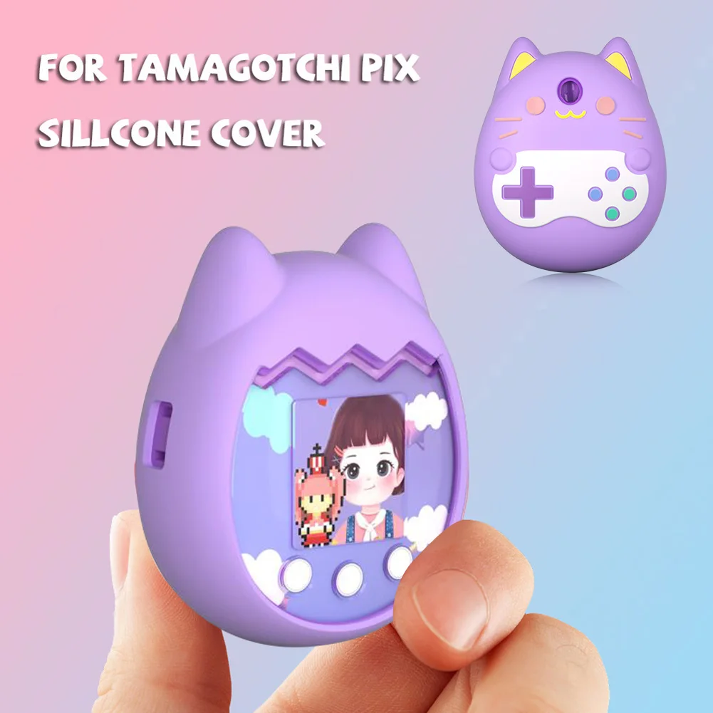 Soft Silicone Cover Case for Tamagotchi Pix Virtual Pet Game Console Protective Cover with Lanyard Gifts For Kids (Only Shell)