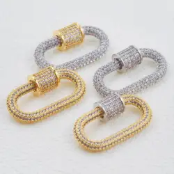 New Climbing Button Charms Jewelry Accessories,Brass Inlaid Zircon Carabiner Clasp Pendant Necklace Bracelet Connector Jewelry