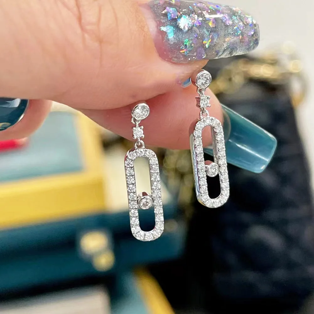 

Fashion Paperclip Earrings Geometric Long Drop Dangle Earrings for Women, 18K Gold Plated with Cubic Zirconia, S925 Sterling