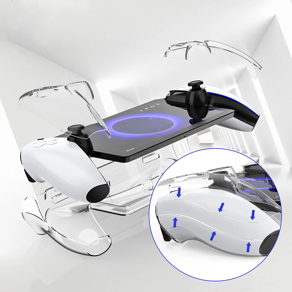 透明な完全保護プロテクターカバー、落下防止PCゲームコンソールコントローラースリーブスキン、PS5ポータル用指紋防止