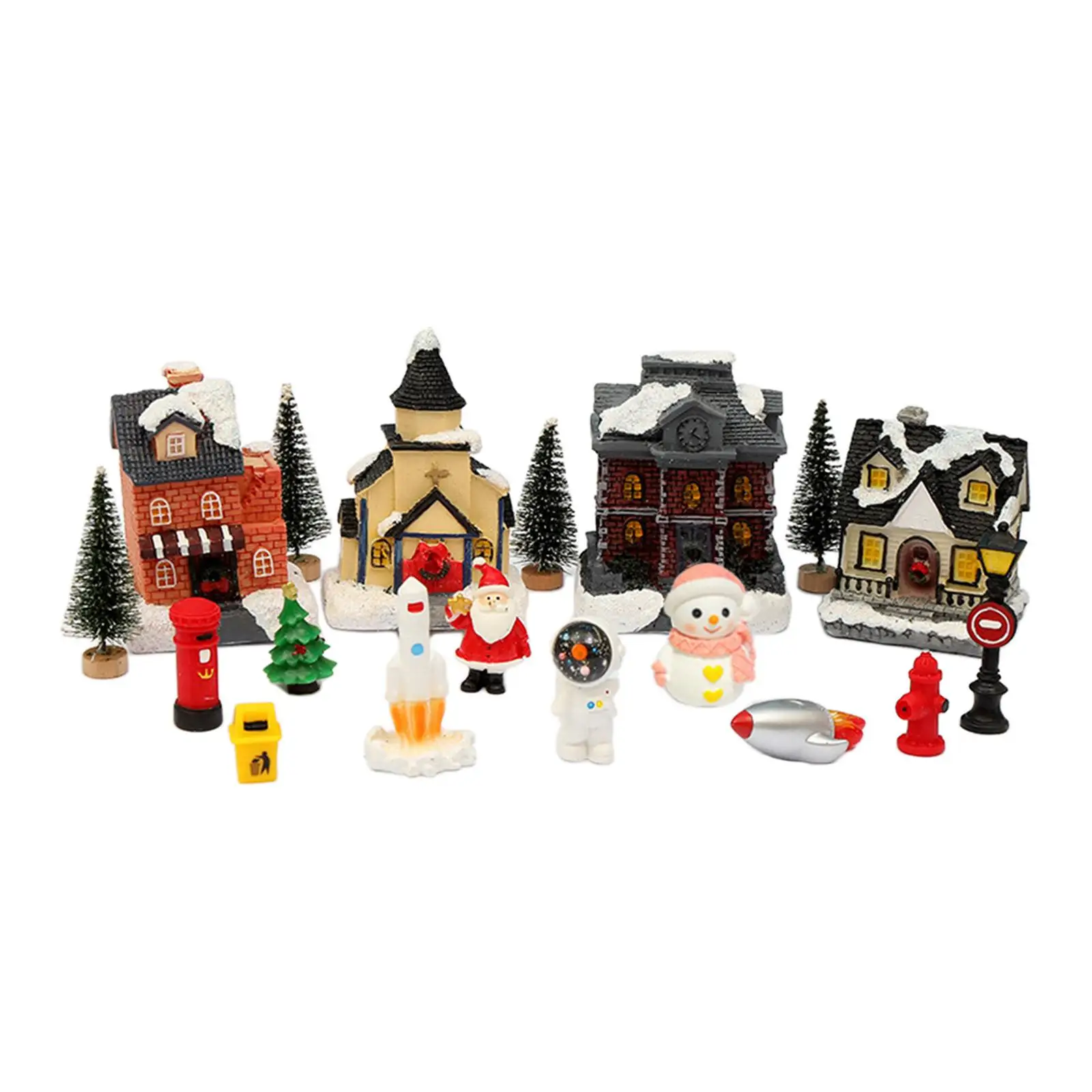 

Christmas Glowing Village House Scene Collectible Landscape Decor Miniature