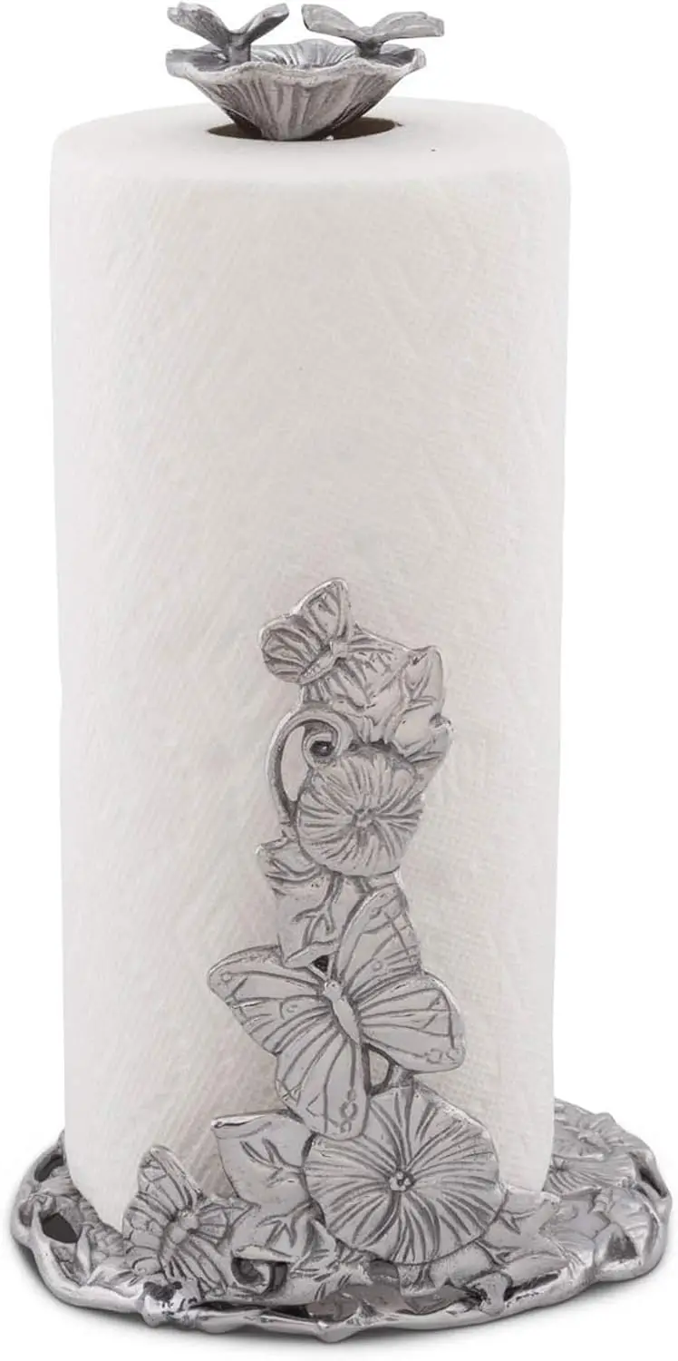 

Elegant Butterfly Paper Towel Holder with Metal Base - 13 Inch Tall Freestanding Kitchen Decor