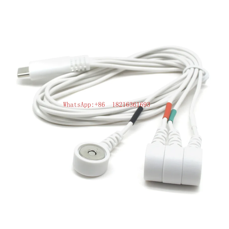 Type - C One-to-four Electrode Buckle Physiotherapy Equipment Electrode Cable Bioelectric Monitoring Lead Cable