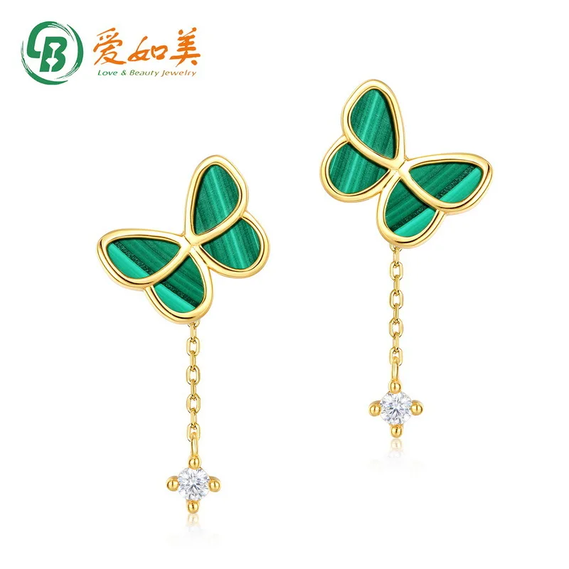 

Серьги-бабочки Sweet Forest Green, золото 18 карат, платина PT950, посеребрение, 7-слойный женский камень павлина