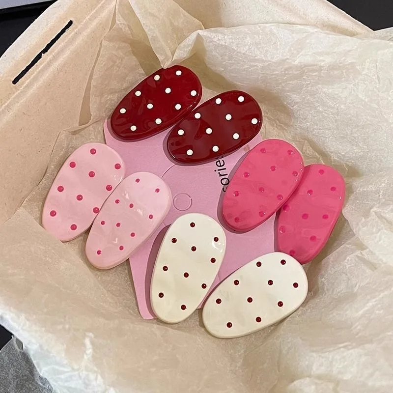 Ensemble de 2 pinces à cheveux à pois mignonnes, épingles à cheveux ovales colorées, accessoires capillaires doux pour filles, parfaits pour le coiffage quotidien