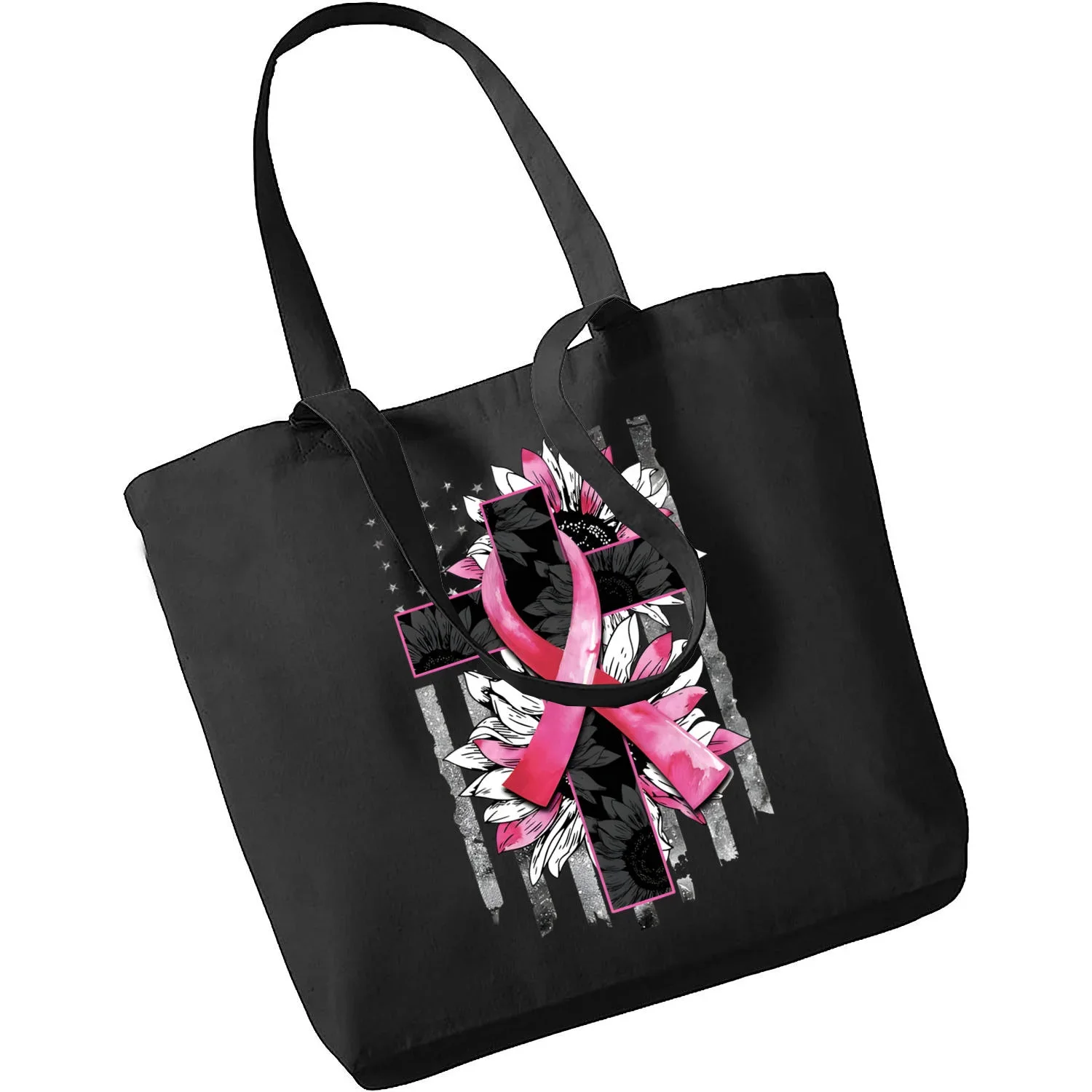 Ottobre rosa consapevolezza del cancro al seno grande borsa di tela Harajuku donna Casual ToteBag modello stampato borsa di tela