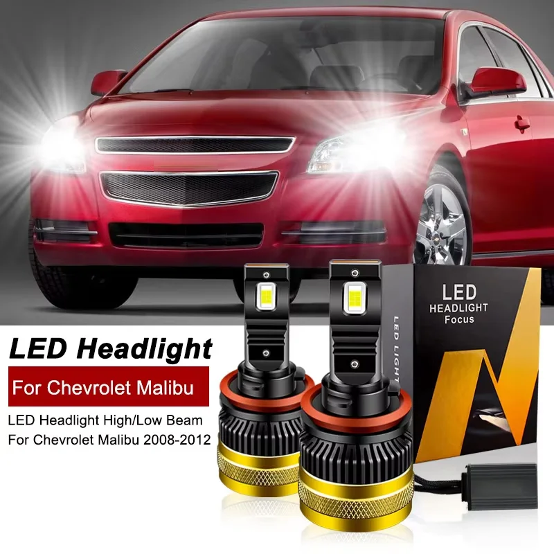 2PCS 30000lm For Chevrolet Malibu 2008 2009 2010 2011 2012 LED Headlight Bulbs High Low Beams H11 H8 H9 CANbus 6000k