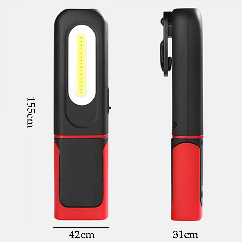 COB LED Work Light USB Rechargeable Flashlight Hanging Hook Magnetic Work Light Emergency Inspection Torch Lamp for Garage