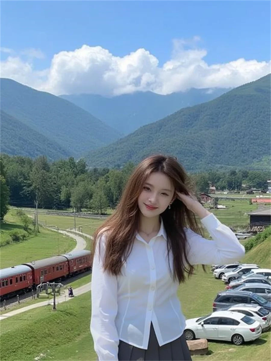 

Women Shirts Striped Pattern Classic Design Fashion Trend Casual Street Wear Spring Summer Light Breathable Simple Blouses