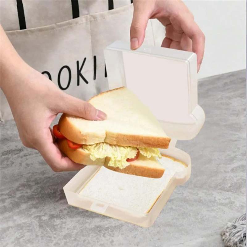 Contenedor de sándwich reutilizable, contenedor de alimentos sellado, caja de pan transparente, caja de sándwich portátil para pan tostado, duradera, fácil de instalar B-