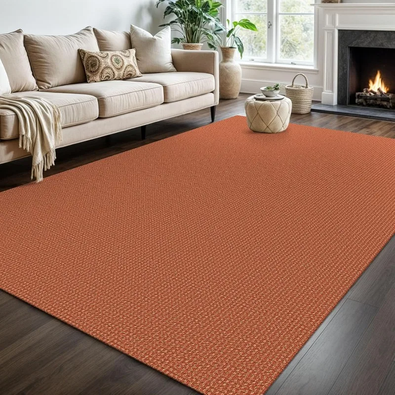 

Area Rug 6x9 ft Rubber Backed Non Slip Rugs for Living Room Braided Cotton Bedroom Rug Woven Office Rugs Indoor