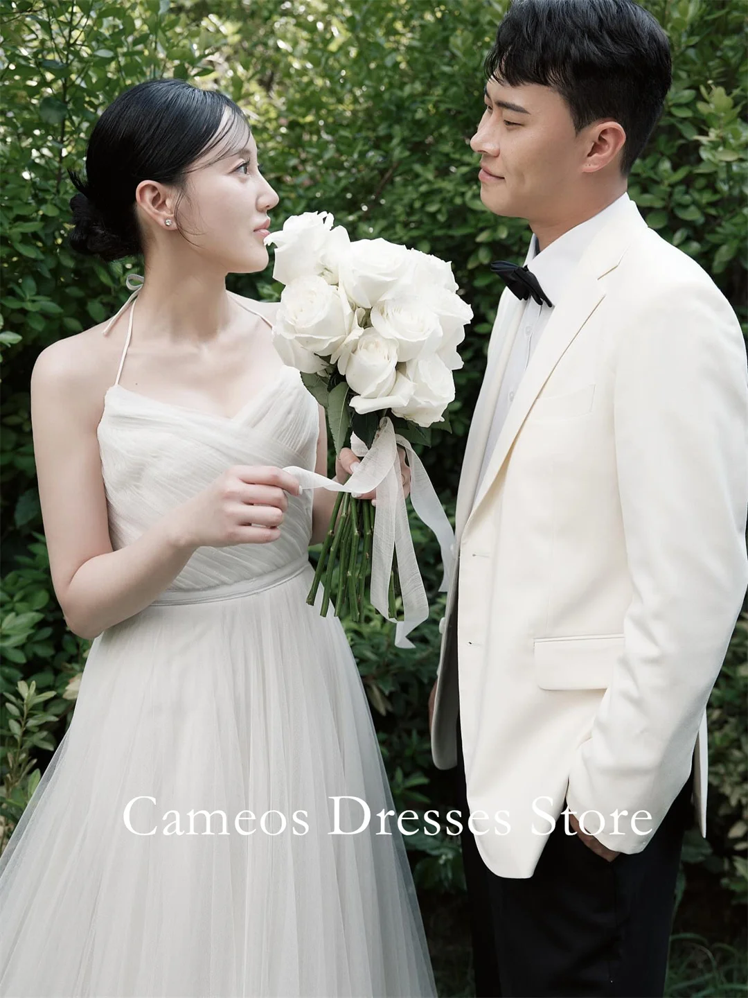 SONDR Customized V-Neck Sleeveless Wedding Dresses Simple A-Line Tulle Corset Korea Brides Gowns Women Bridal Dresses