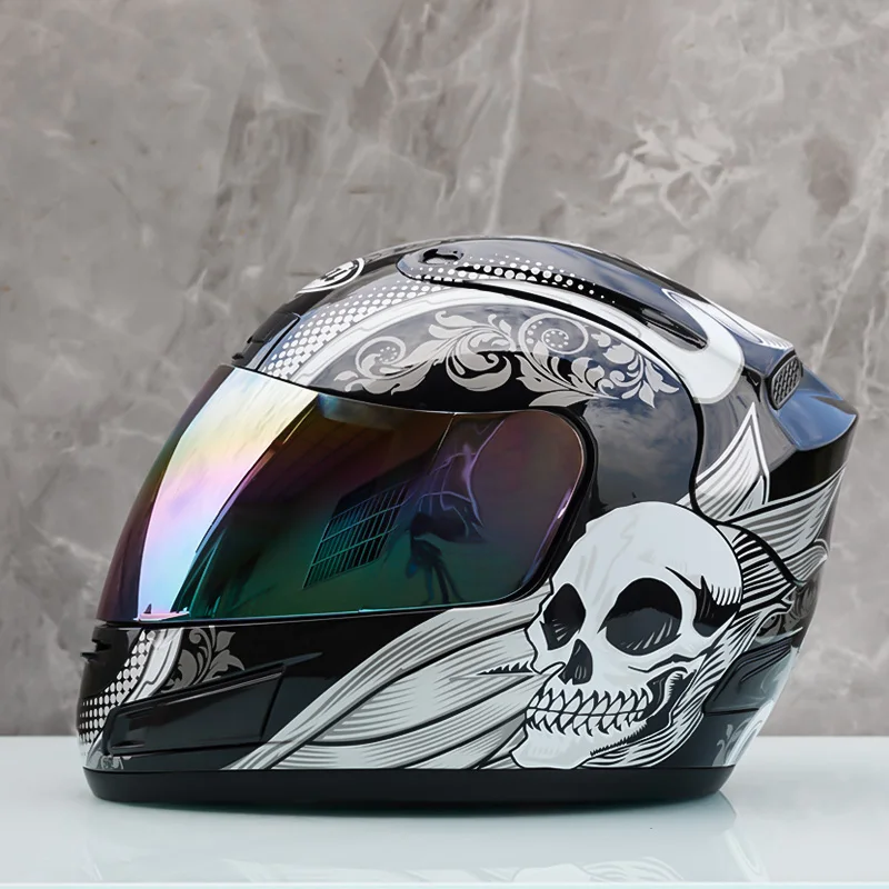 Men Skull Face Mask Scooter Helmet Motokpocca Vintage Motorcycle Helmets Demi Casque Chopper Women Helmet DOT Approved Capacete