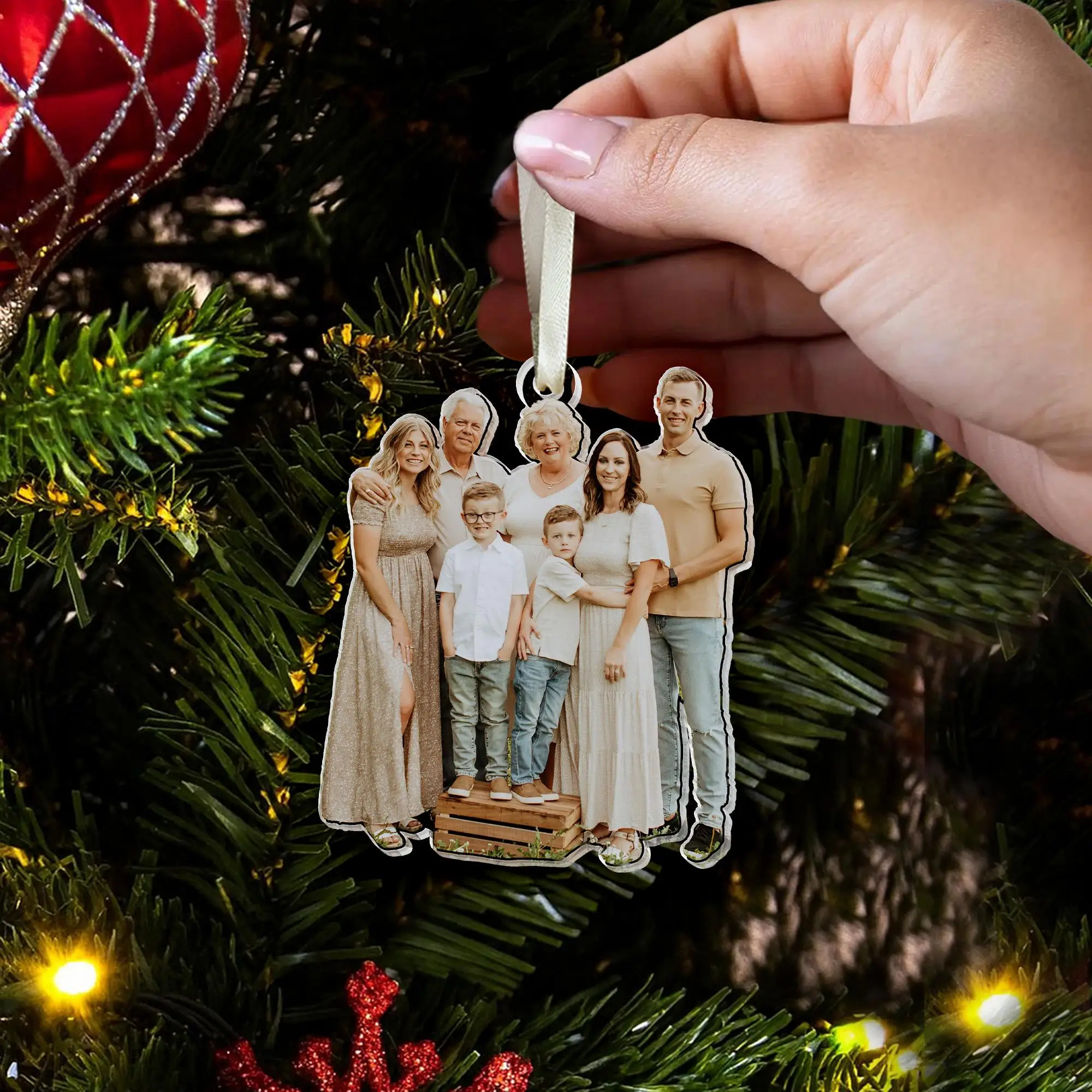 Custom Acrylic Family Photo Magnet: Personalized Family Picture Fridge Magnets, Christmas Decorations, Keychain, Car Ornament view 5
