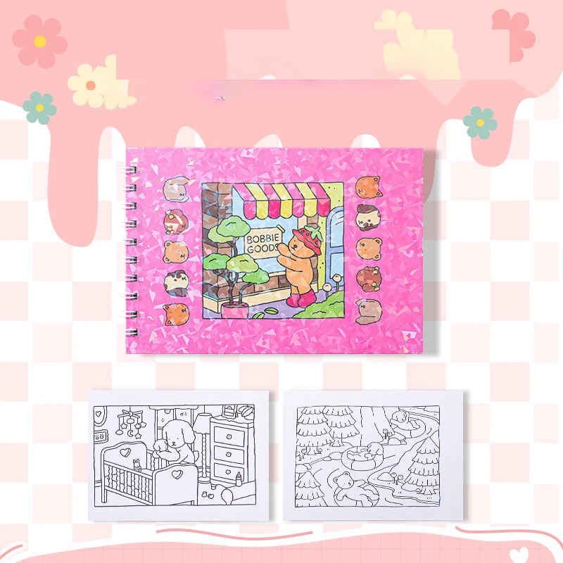 كتاب تلوين للأطفال من بوبي، كتاب رسم للأطفال، دفتر رسم ورقي، دفتر خربش، موضوعات حيوانات، لوازم الرسم للهدايا