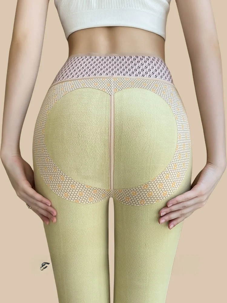 Fle-colorido arkskin leggings feminino outono inverno fce forrado calças de fitn sl calças de camada de base de nove peças