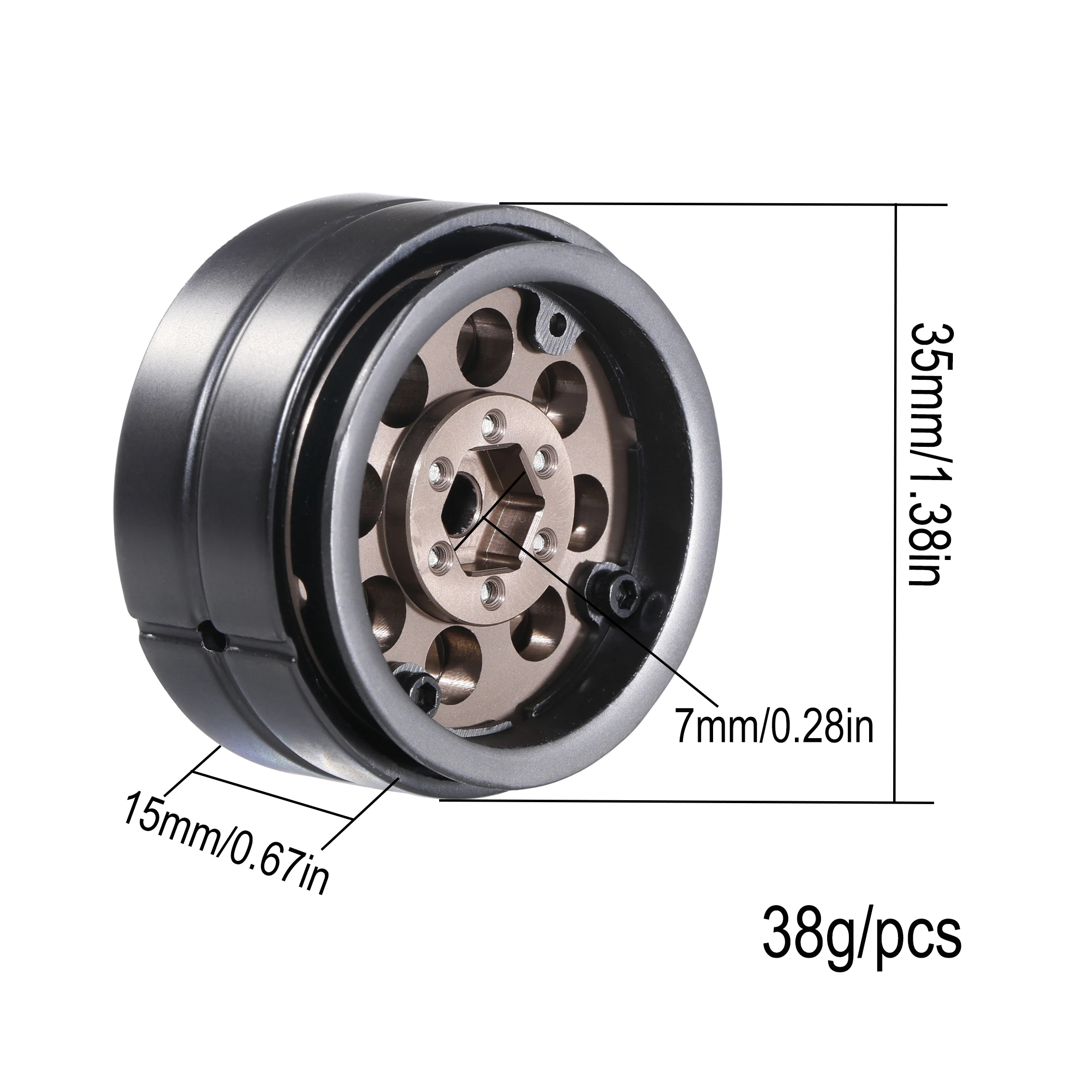 DJ 1.3 Ruota Beadlock Ruote retrò a 8 razze Beadlock Piatto profondo Ruote da 1.3 \