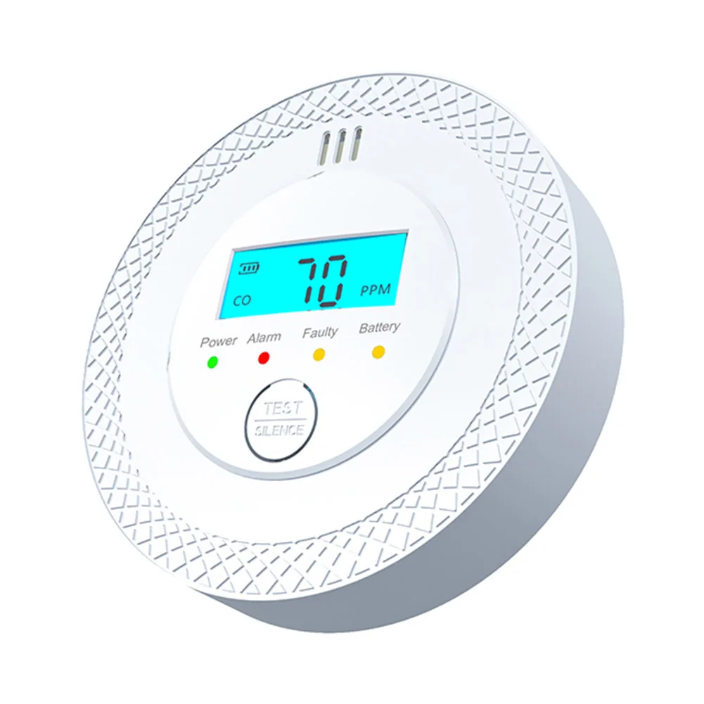 CO Alarm Sensor 85dB High Sensitive Warning CO Detector with LEDs Carbon Monoxide Detector Alarm LCD Display for Home Hotel