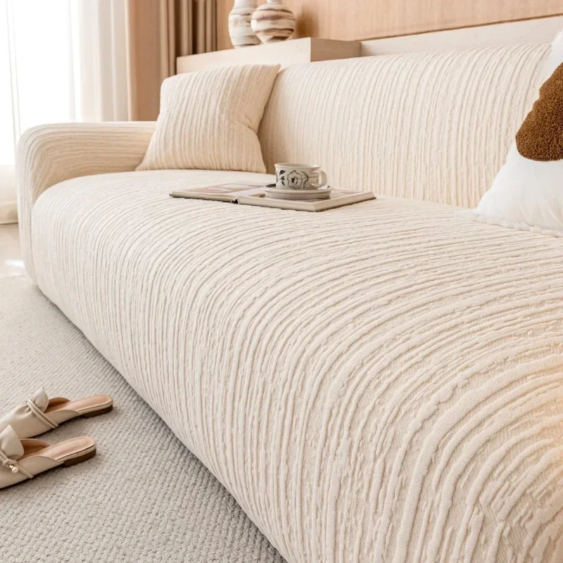 High Elastic Solid Polar Fleece Sofa Cover Nordic Stretch Couch Slipcover for Four Seasons Thick All-Inclusive Sofa Dust Cover