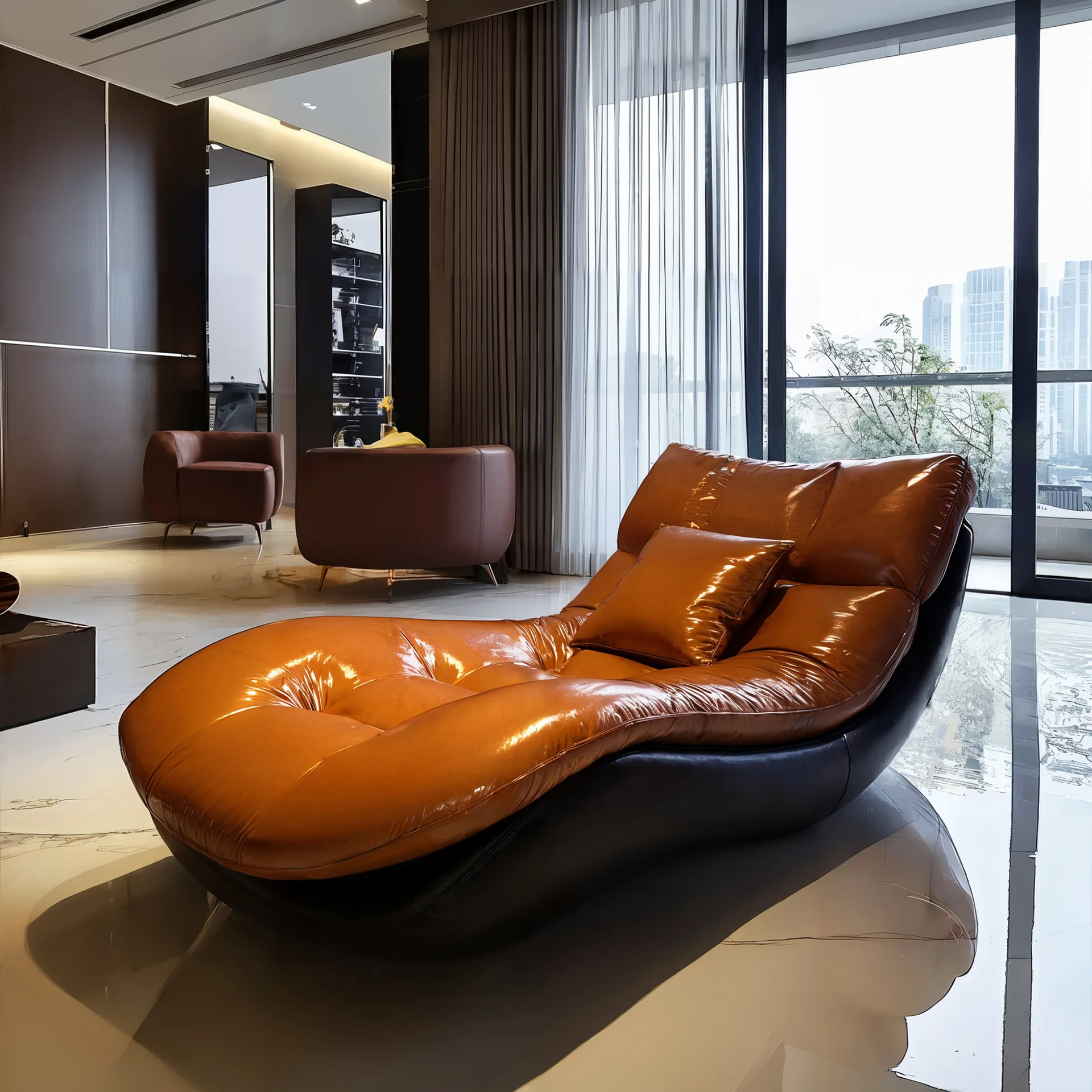 Leisure single chair large flat floor light luxury designer villa modern simple living room reclining chair sofa leisure