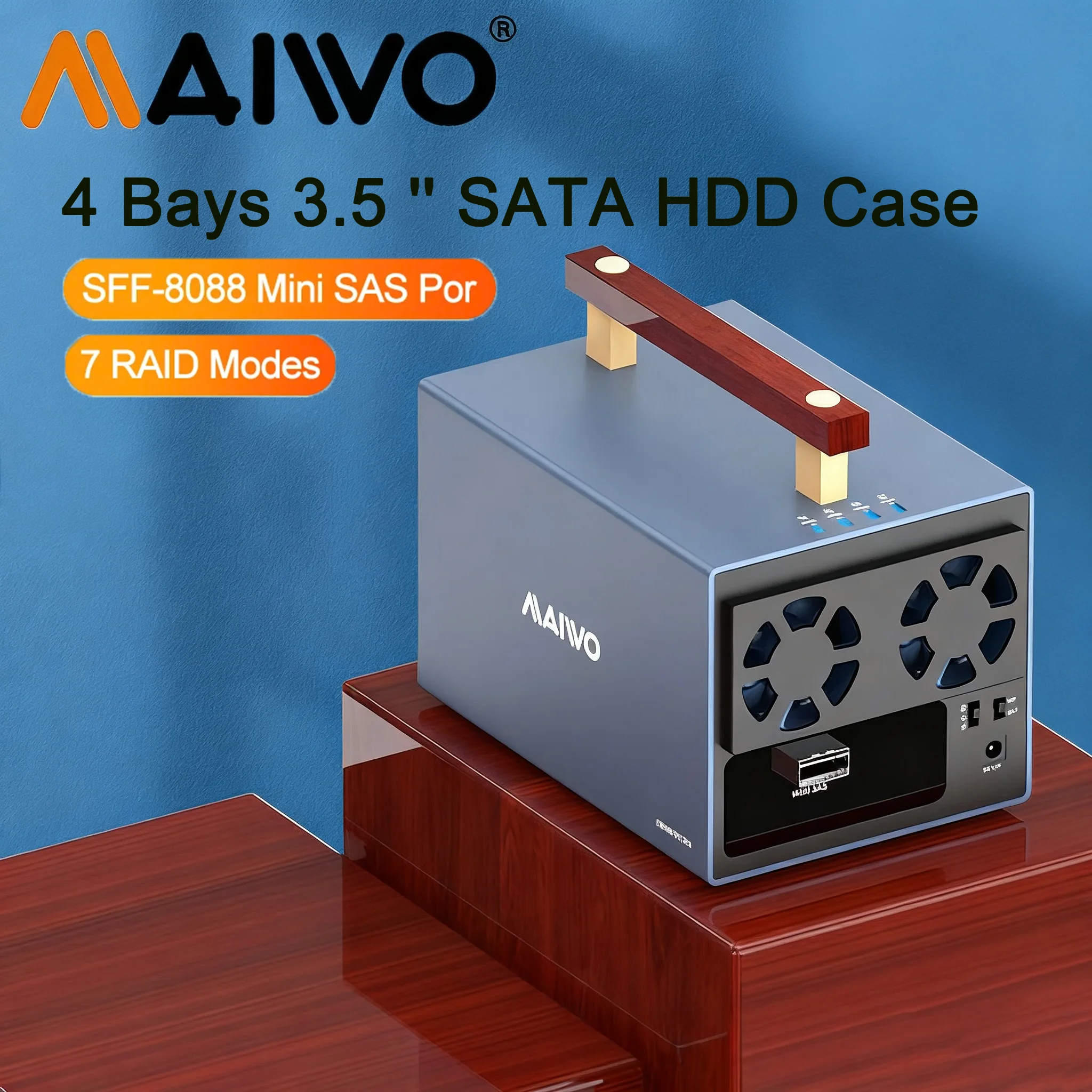 

MAIWO 4-х отсекаемый корпус Mini SAS до SFF-8088 с портом SATA HDD с шкафом для хранения внешнего жесткого диска RAID Type-C для 3,5-дюймового жесткого диска