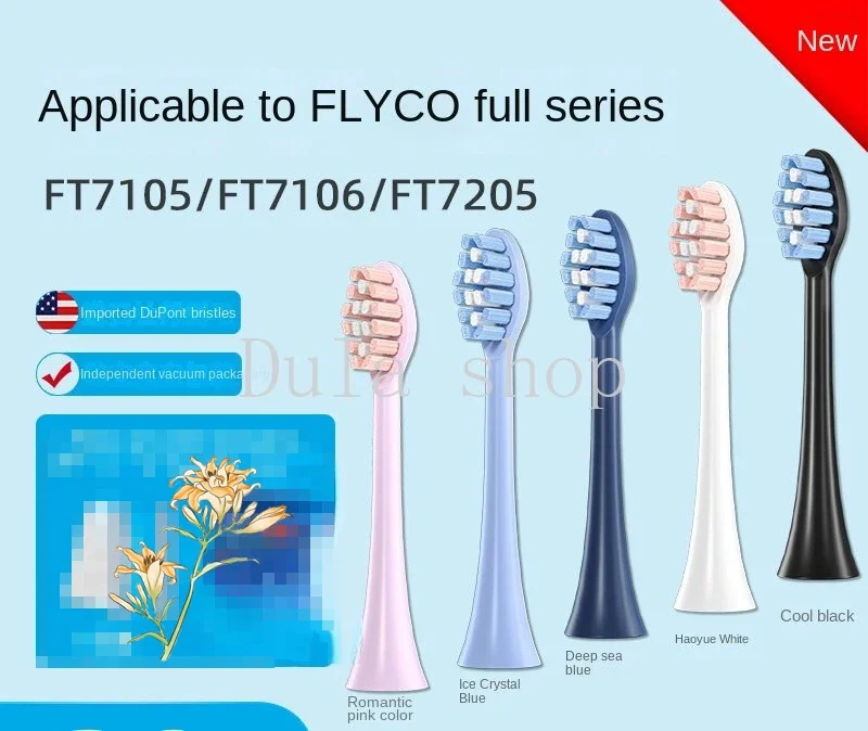 

12 pieces brush heads Fits with FLYCO electric toothbrush head TH01 original quality FT7105/FT7106/FT7205 universal replacement