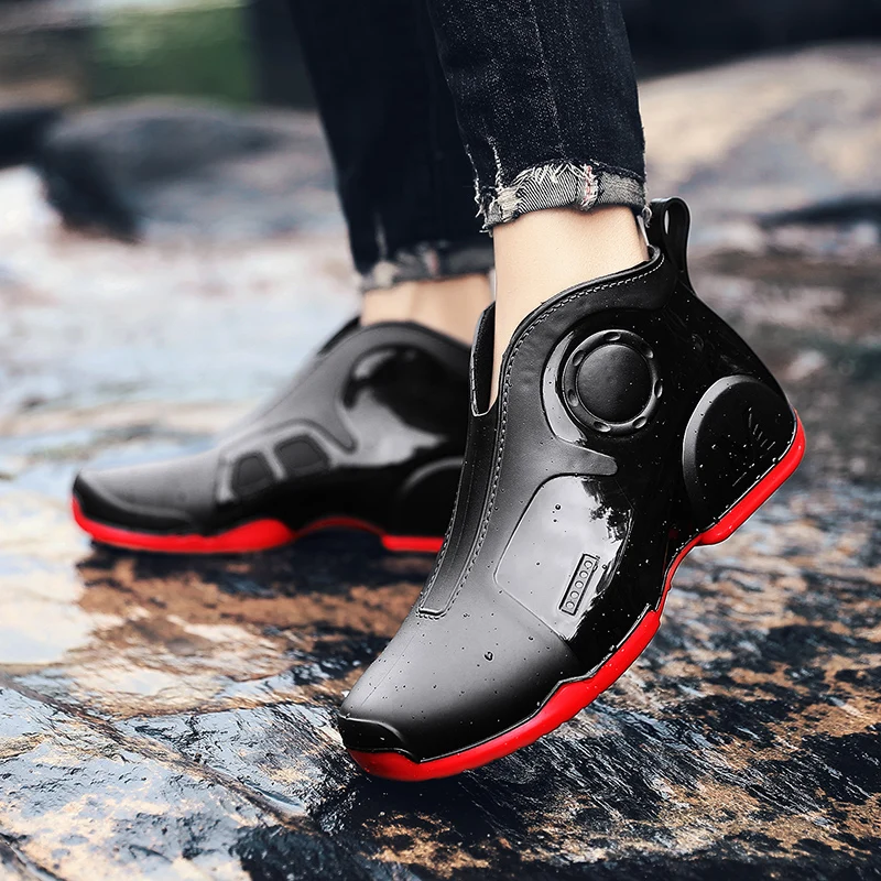 PARZIVAL New Arrival Rubber Rain Boot Ankle Waterproof Non-Slip Chelsea Booties Fashion Boots Men Work Boots Fishing Water Shoes