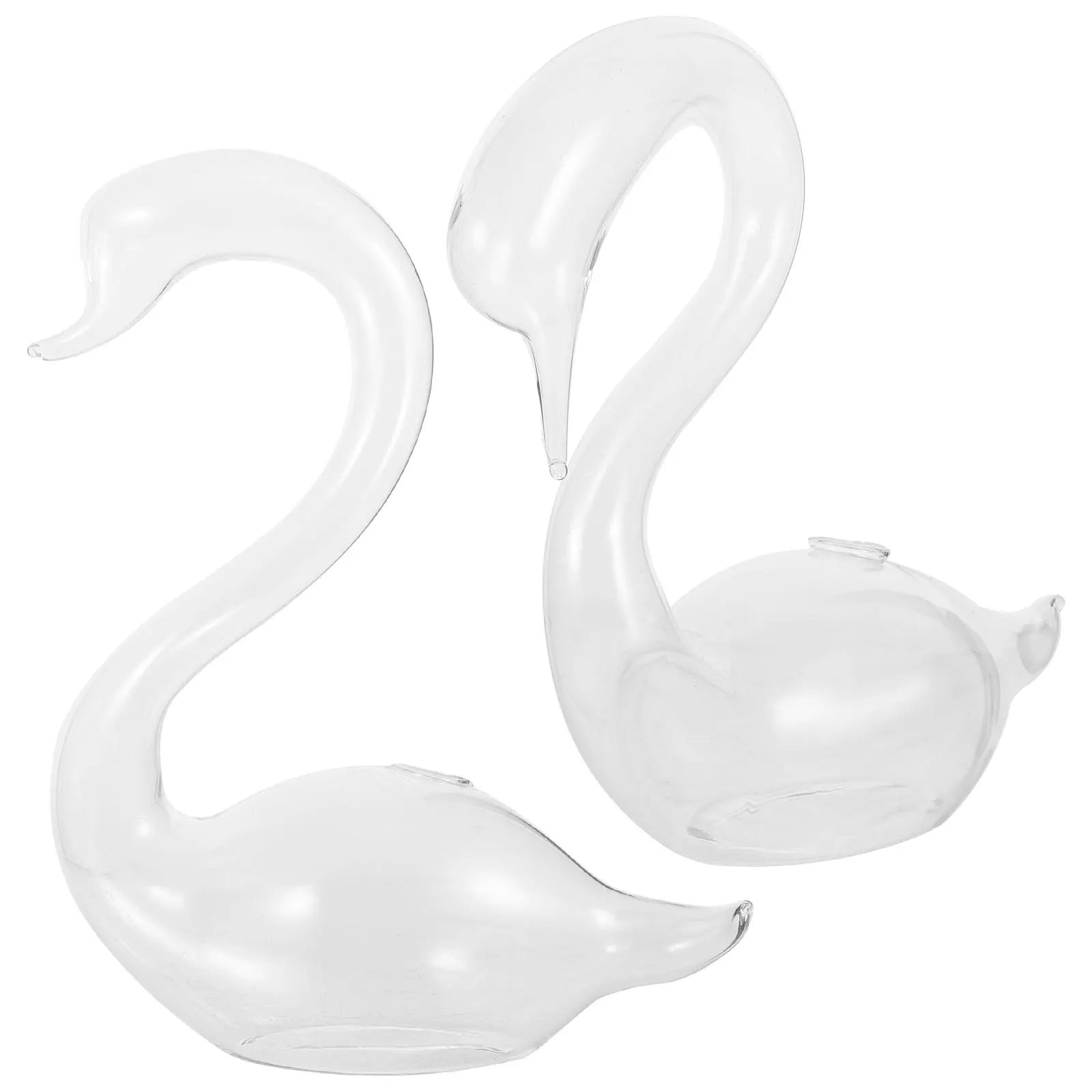 

2Pcs Swan Style Glass Office Hydroponic Vases Desktop Flower Holders Creative Home Decors Hydroponic Glass Vases