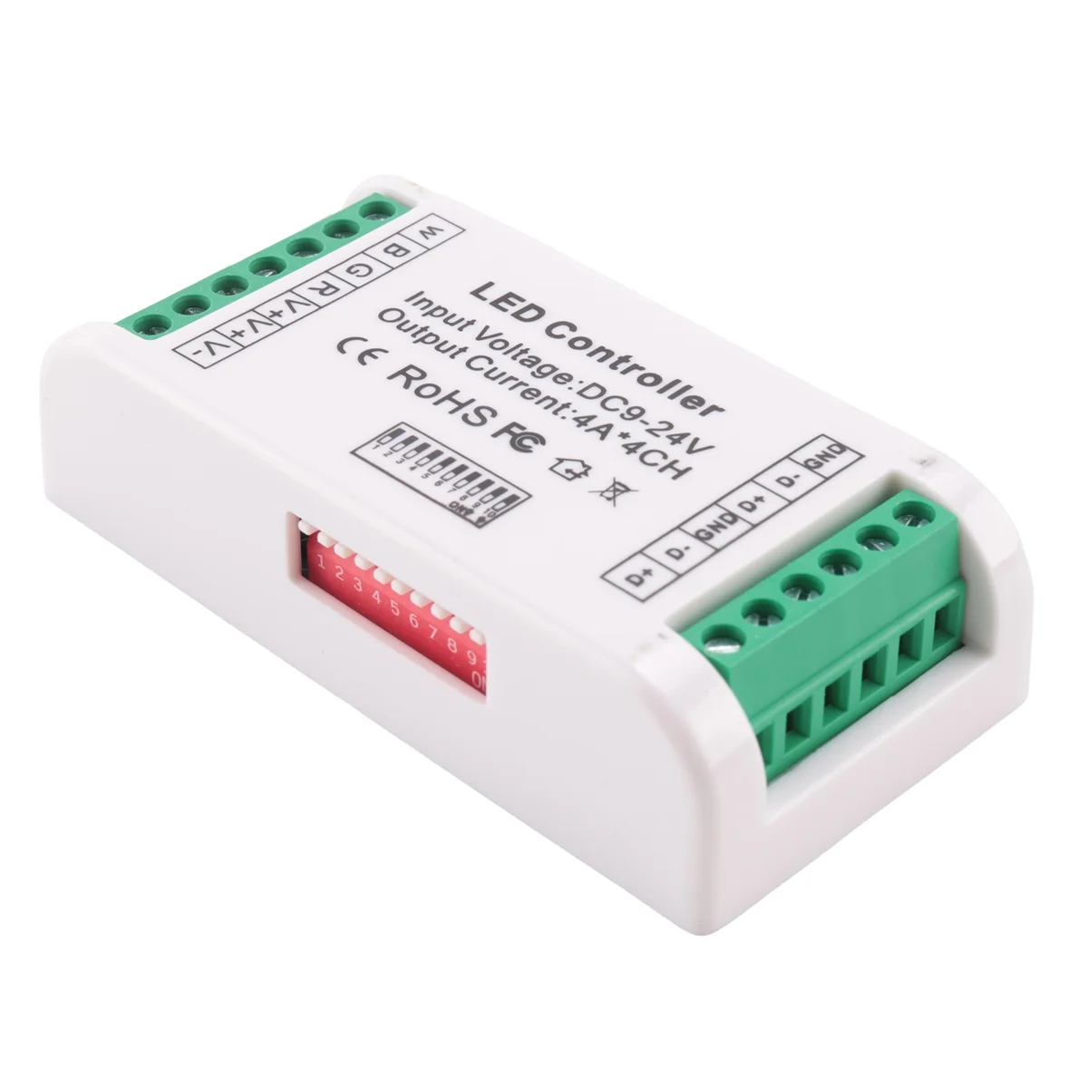 Mini 4 Channel DMX RGBW Decoder 16A RGB RGBW Strip Controller DMX 512 Dimmer Driver for LED Strip Lights DC9-24V