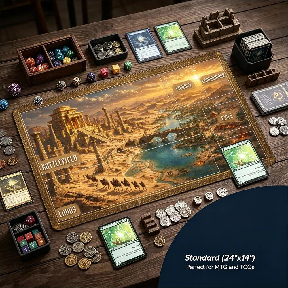 Heavenly MountainValley TCG Playmat Large Tabletop Game Mat Anti Slip Rubber Trading Card Game Mat For Card Gaming Table Surface
