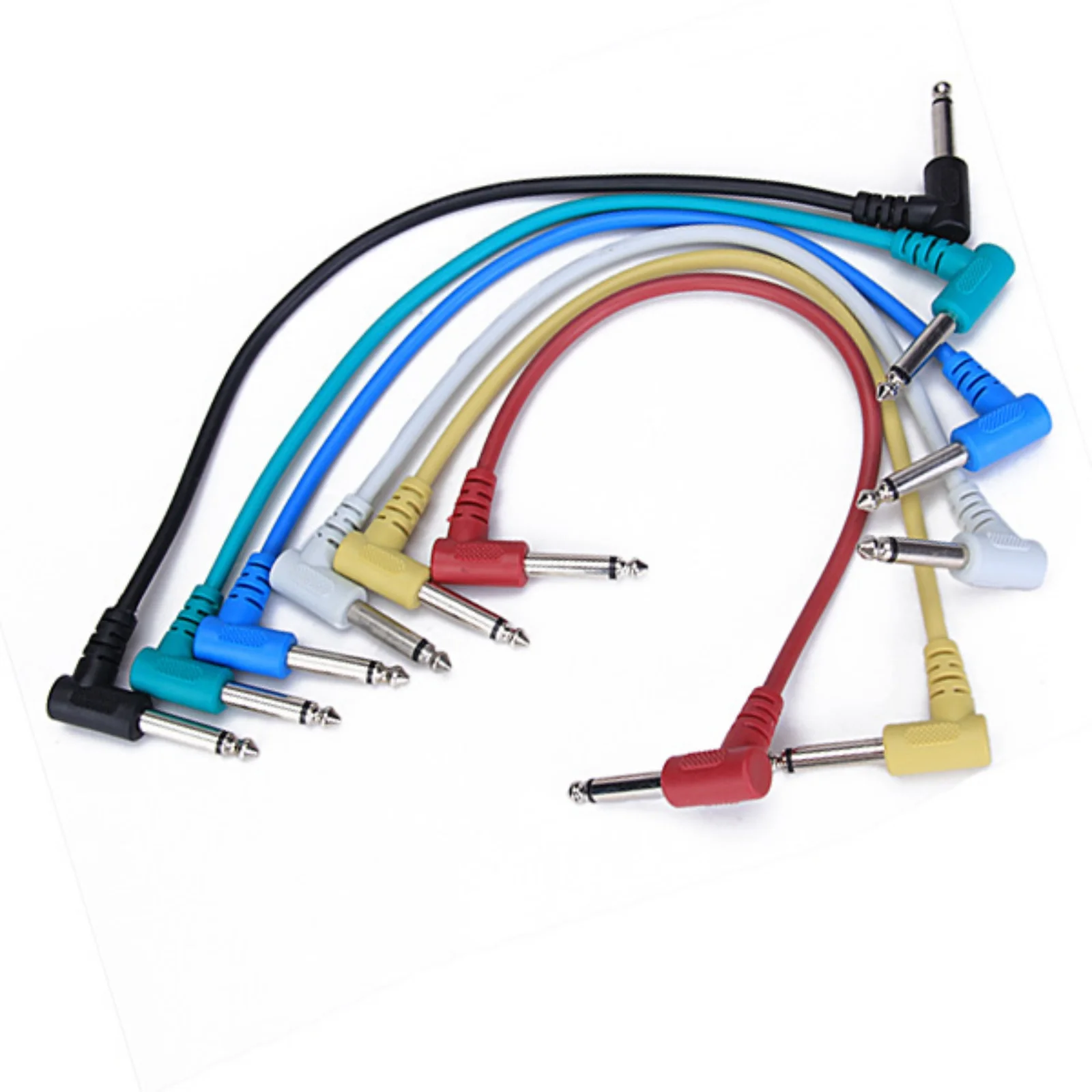 Set of 6pcs 30cm Guitar Pedal Cable Guitar Right Angle Pedal Patch Cable Leads for for Guitar Effect Pedal6.35mm Jack 1/4\