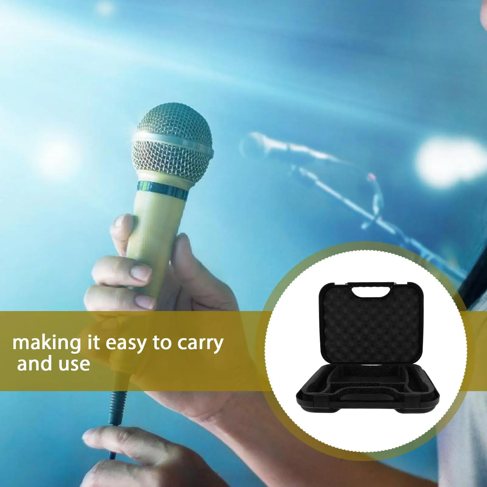 Microphone Storage Box Large Capacity Durable Waterproof Carry Case for Condenser Accessories Electronics Travel