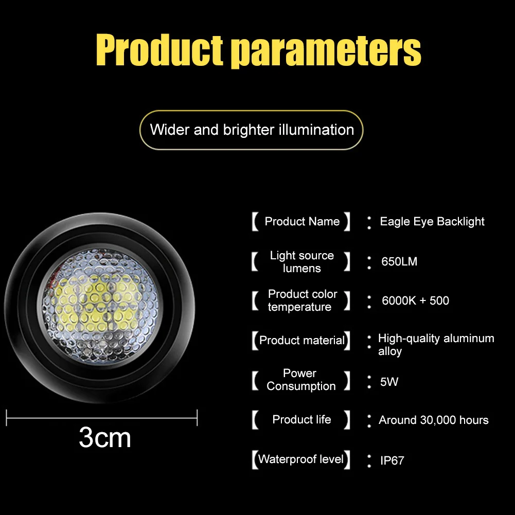 Luces LED de ojo de águila para coche, luz de marcha atrás, DRL, luz diurna, Bombilla de señal de estacionamiento, impermeable, DC12V, 1 unidad