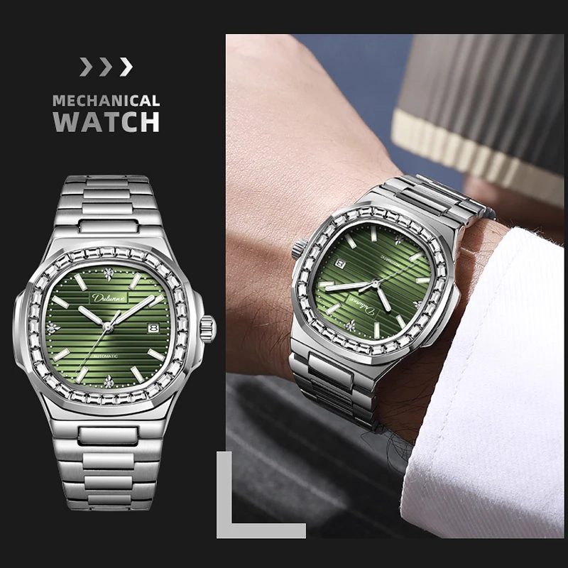 Relogio Masculino Men Watch Luxury Waterproof Automatic Mechanical Wristwatch Luminous Date Sports Leather Clock Man Watches