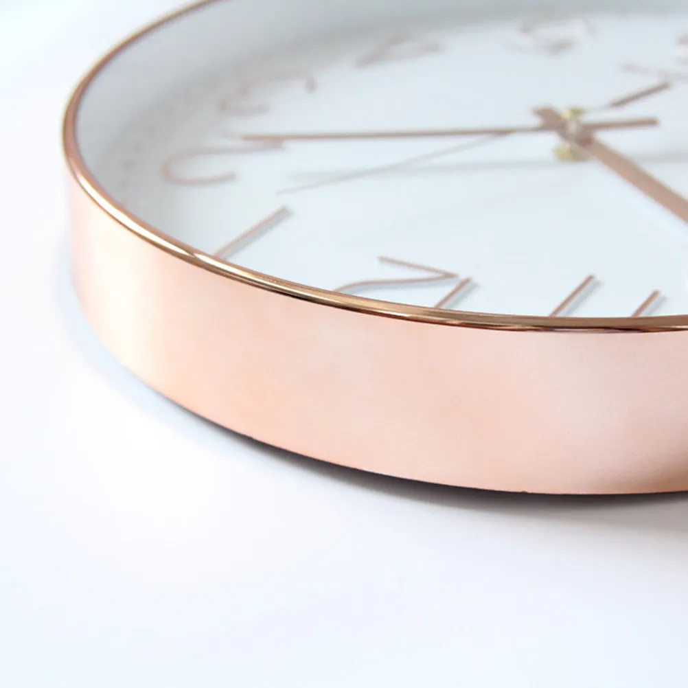

Silent Hanging Wall Clock Round Design 12 Inch Rose Gold High Precision Mute No Ticking for Bedroom Living Room Office Study