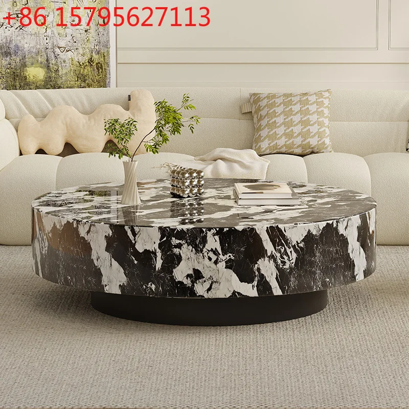 

Minimalist light luxury marble coffee table Cream wind round coffee table Modern living room Household Italian suspension
