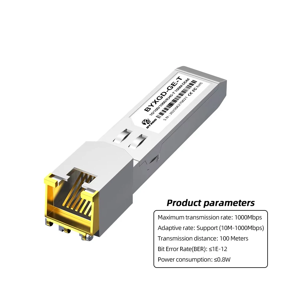 RJ45 SFP-module Adaptieve snelheid Plug and Play 10GBASE-T SFP+ voor Cisco/Ubiquiti/Dell, 1G/10G koperen SFP voor schakelaar/router/server - afbeelding 1