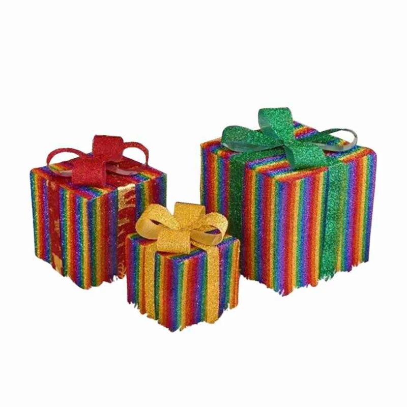 Gift Box Under The Christmas Tree Luminous Decorative Gift Box Rainbow Gift Box Luminous Gift Box