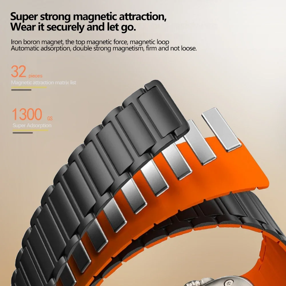 Magnetic Band for Apple Watch Ultra 2 49mm 45mm 44mm S10 46mm 42mm 40 41mm Silicone Strap for IWatch Series Ultra 2 9 8 7 6 5 4