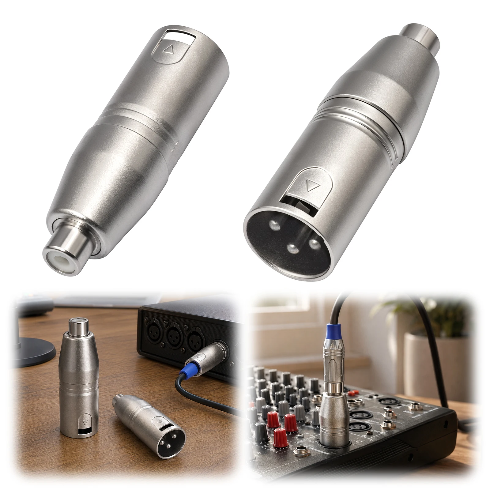 RCA to XLR Male Adapter 3-Pin Balanced Nickel-Plated Metal Audio Connector for Mixer Amplifier Active Speaker Recorder 2PCS
